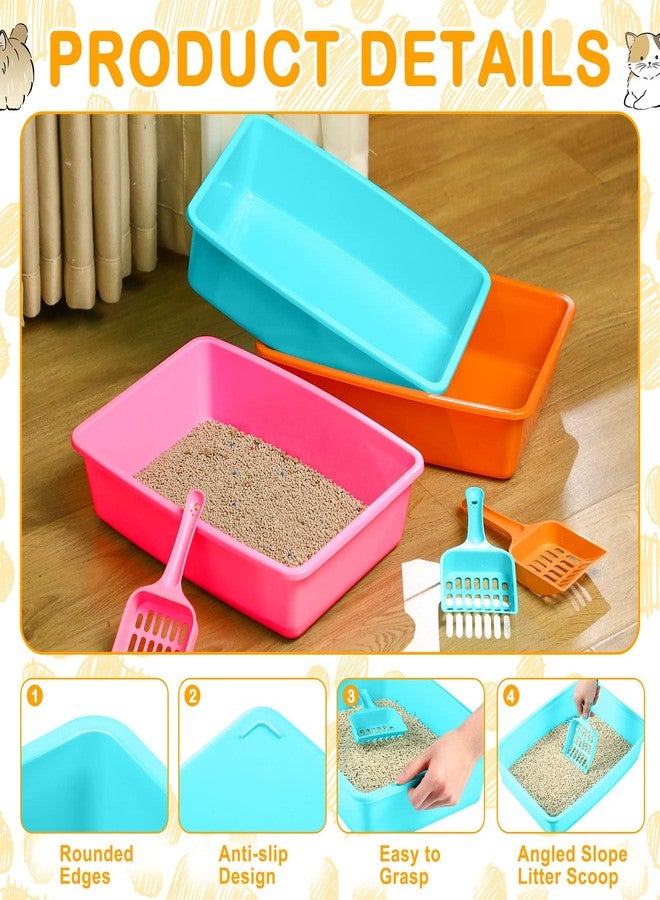 Amyhill صندوق فضلات القطط من Amyhill، 10 قطع، مع مغرفة، صينية بلاستيكية متوسطة الحجم، متينة وغير لاصقة، مناسبة للقطط والأرانب المنزلية، سهلة التنظيف، 14.6 × 10.6 × 3.4 بوصة، 5 ألوان - Image 4